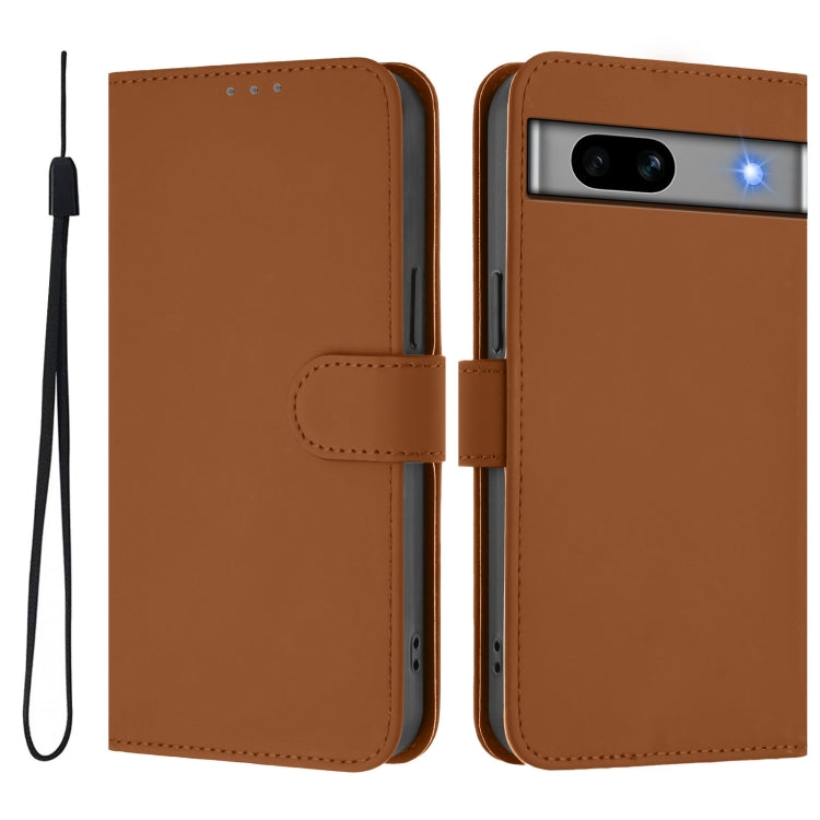 Skin Feel Solid Color Leather Phone Case with Lanyard, For Google Pixel 7a, For Google Pixel 7 Pro