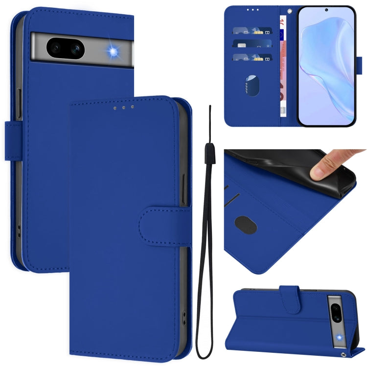 Skin Feel Solid Color Leather Phone Case with Lanyard, For Google Pixel 7a, For Google Pixel 7 Pro
