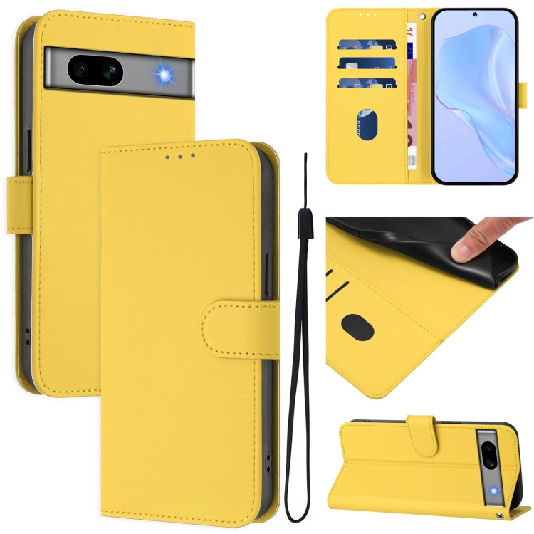 Skin Feel Solid Color Leather Phone Case with Lanyard, For Google Pixel 7a, For Google Pixel 7 Pro