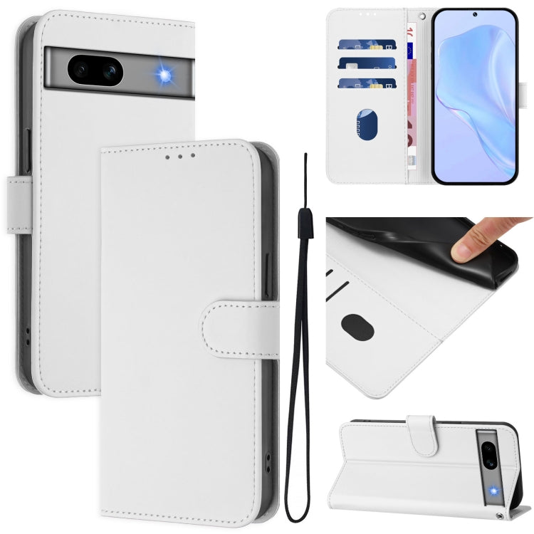 Skin Feel Solid Color Leather Phone Case with Lanyard, For Google Pixel 7a, For Google Pixel 7 Pro