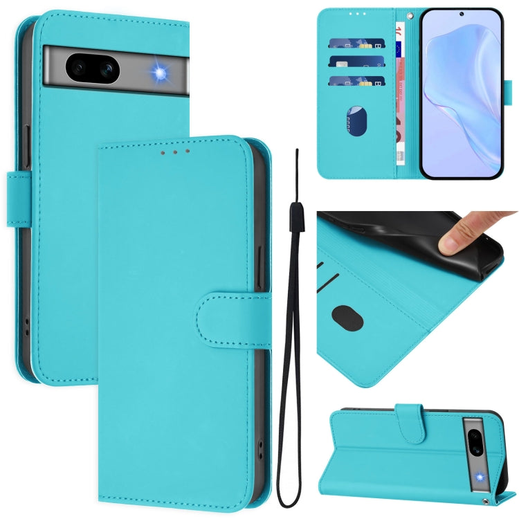Skin Feel Solid Color Leather Phone Case with Lanyard, For Google Pixel 7a, For Google Pixel 7 Pro