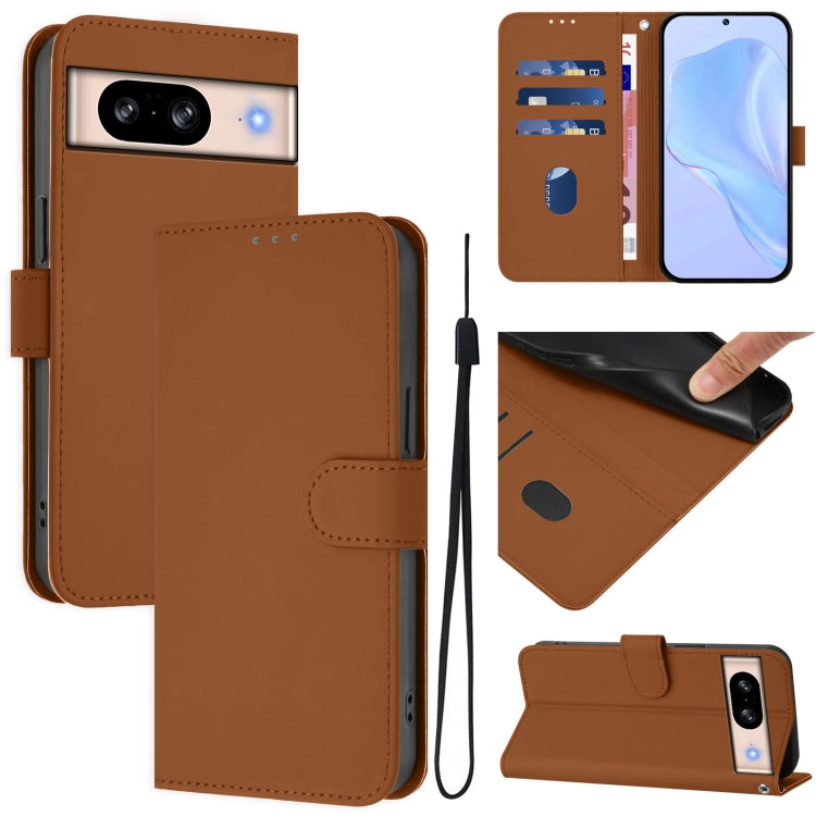Skin Feel Solid Color Leather Phone Case with Lanyard, For Google Pixel 8 Pro, For Google Pixel 8