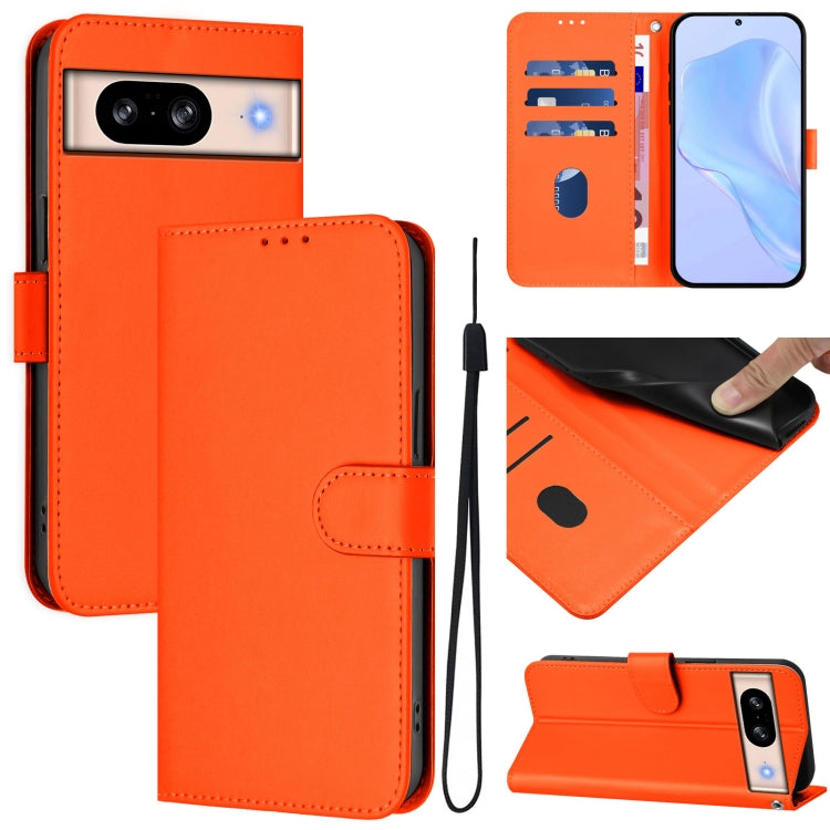 Skin Feel Solid Color Leather Phone Case with Lanyard, For Google Pixel 8 Pro, For Google Pixel 8