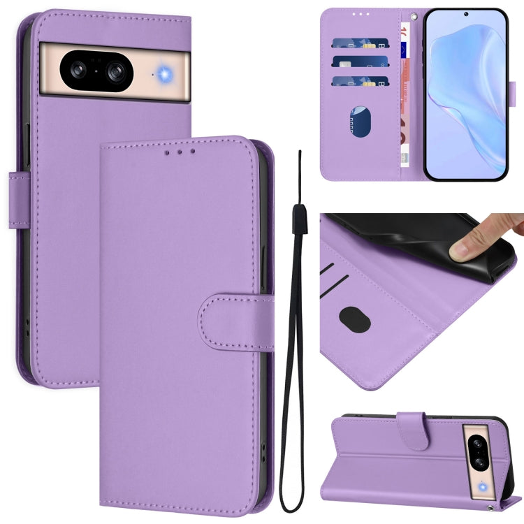 Skin Feel Solid Color Leather Phone Case with Lanyard, For Google Pixel 8 Pro, For Google Pixel 8