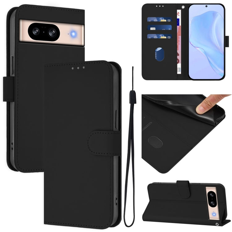 Skin Feel Solid Color Leather Phone Case with Lanyard, For Google Pixel 8 Pro, For Google Pixel 8