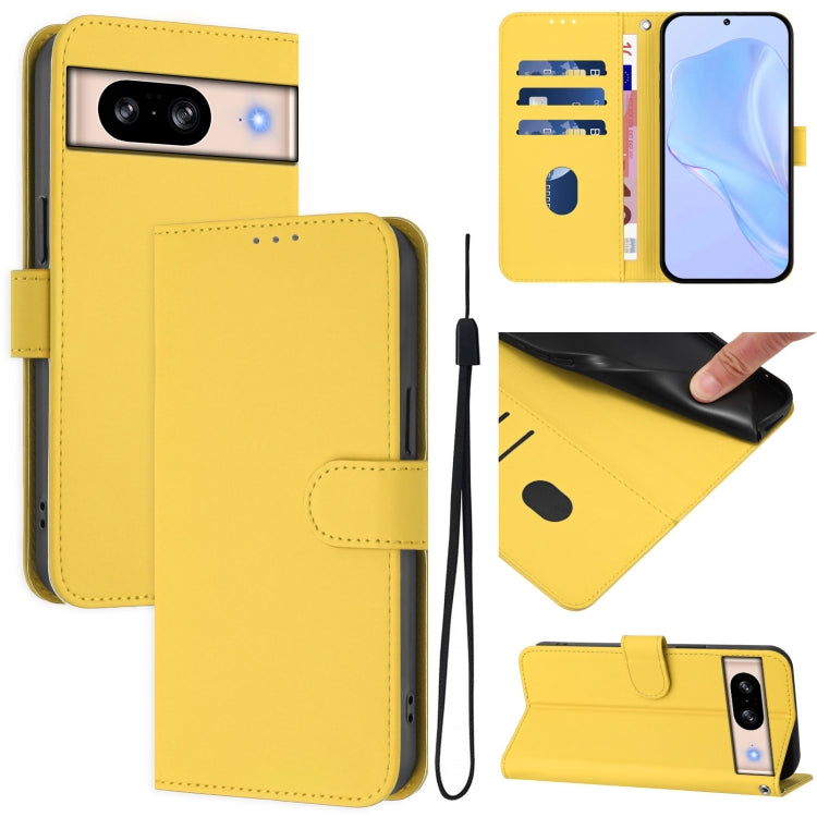 Skin Feel Solid Color Leather Phone Case with Lanyard, For Google Pixel 8 Pro, For Google Pixel 8