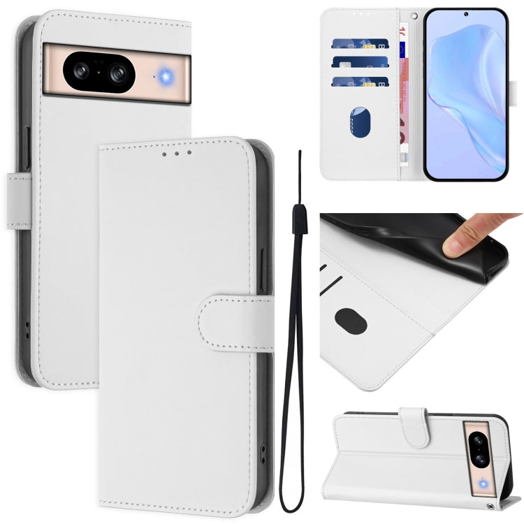 Skin Feel Solid Color Leather Phone Case with Lanyard, For Google Pixel 8 Pro, For Google Pixel 8