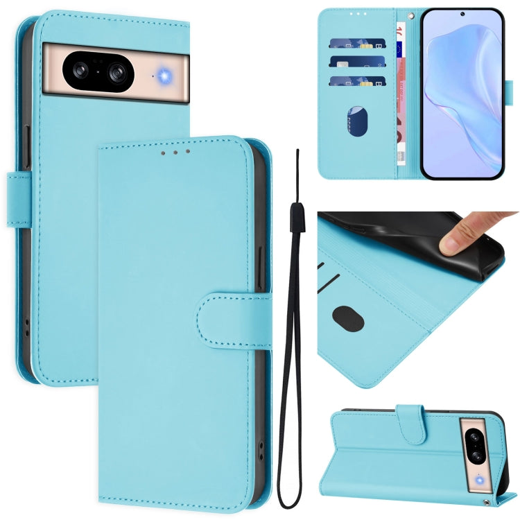 Skin Feel Solid Color Leather Phone Case with Lanyard, For Google Pixel 8 Pro, For Google Pixel 8