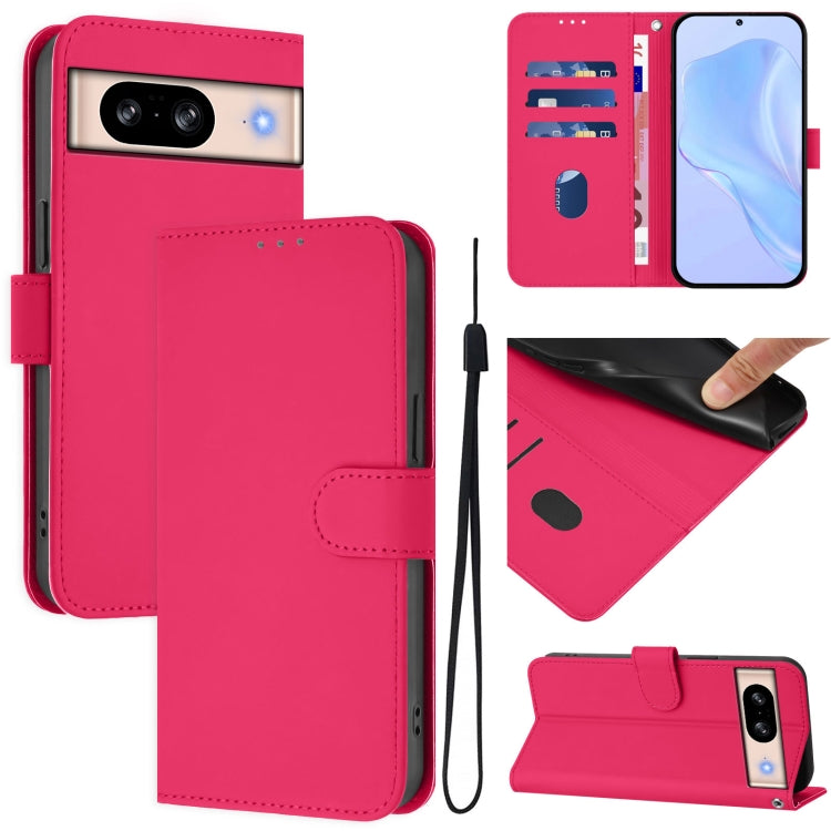 Skin Feel Solid Color Leather Phone Case with Lanyard, For Google Pixel 8 Pro, For Google Pixel 8