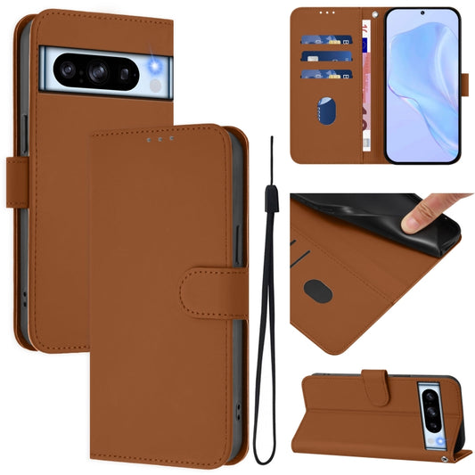 Skin Feel Solid Color Leather Phone Case with Lanyard, For Google Pixel 8 Pro, For Google Pixel 8