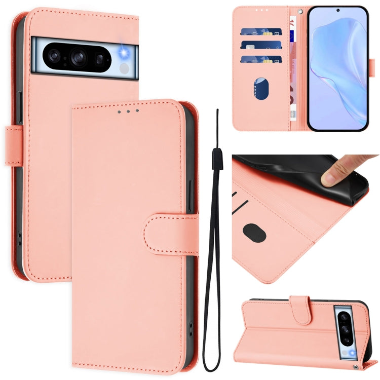 Skin Feel Solid Color Leather Phone Case with Lanyard, For Google Pixel 8 Pro, For Google Pixel 8
