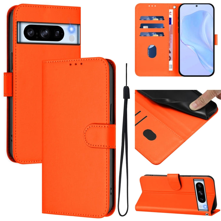 Skin Feel Solid Color Leather Phone Case with Lanyard, For Google Pixel 8 Pro, For Google Pixel 8