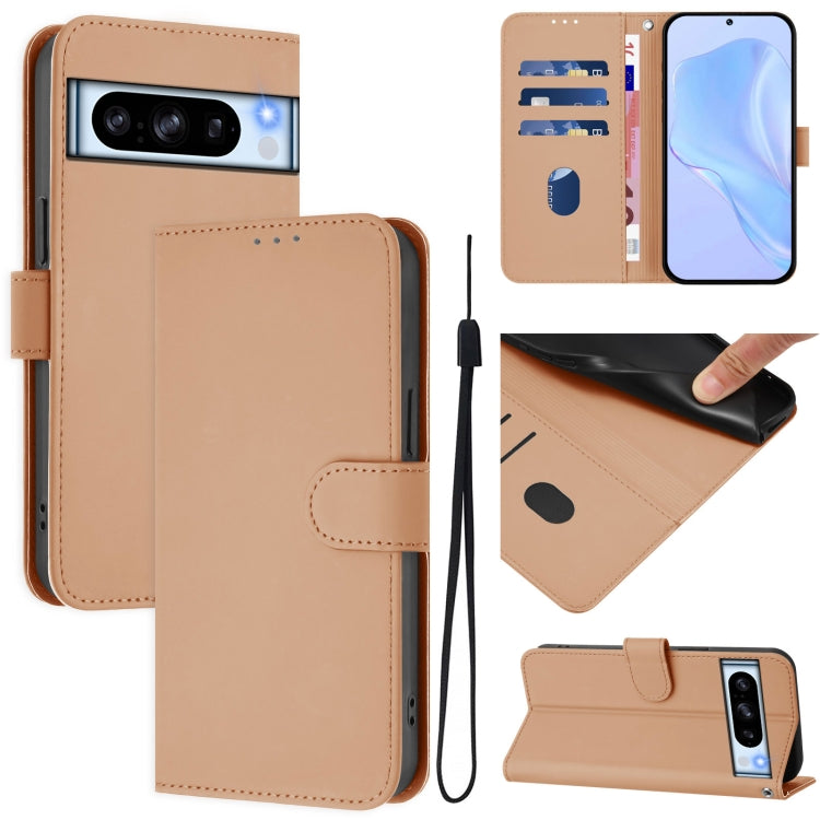 Skin Feel Solid Color Leather Phone Case with Lanyard, For Google Pixel 8 Pro, For Google Pixel 8