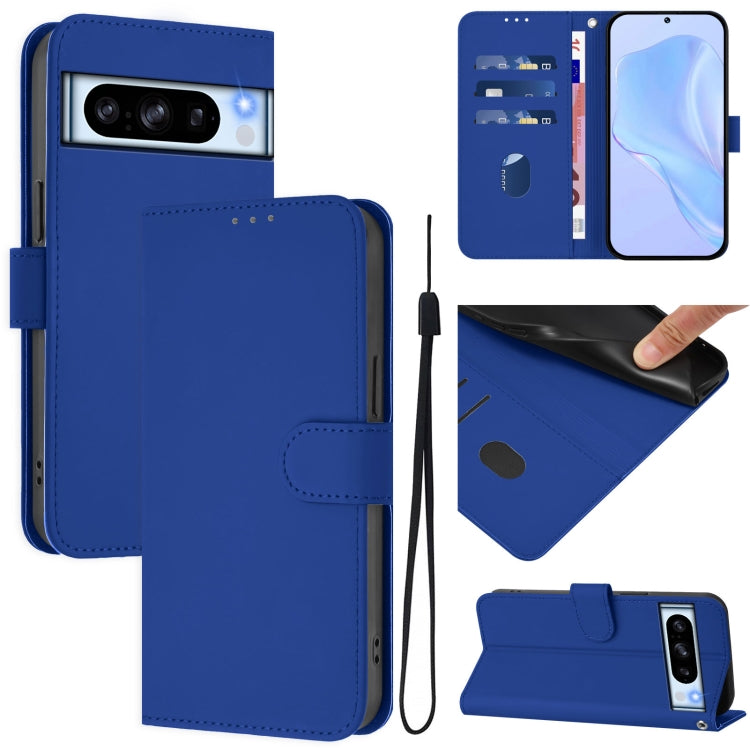 Skin Feel Solid Color Leather Phone Case with Lanyard, For Google Pixel 8 Pro, For Google Pixel 8