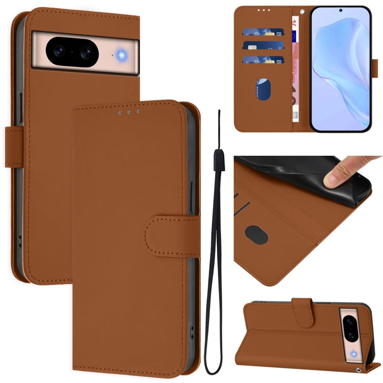 Skin Feel Solid Color Leather Phone Case with Lanyard, For Google Pixel 9 / Pixel 9 Pro, For Google Pixel 8a