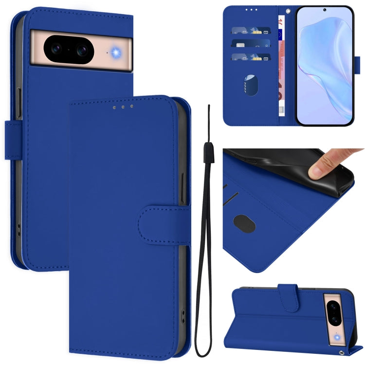 Skin Feel Solid Color Leather Phone Case with Lanyard, For Google Pixel 9 / Pixel 9 Pro, For Google Pixel 8a