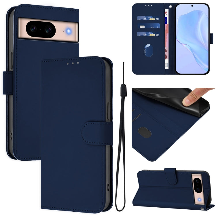Skin Feel Solid Color Leather Phone Case with Lanyard, For Google Pixel 9 / Pixel 9 Pro, For Google Pixel 8a