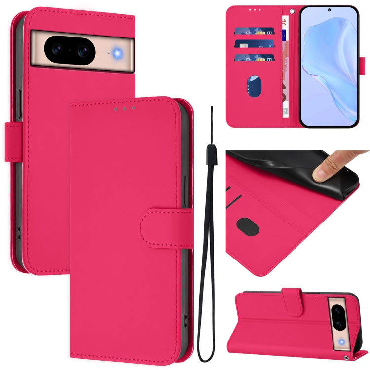 Skin Feel Solid Color Leather Phone Case with Lanyard, For Google Pixel 9 / Pixel 9 Pro, For Google Pixel 8a