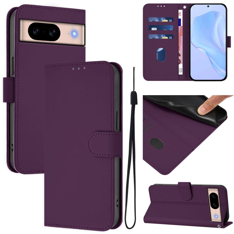 Skin Feel Solid Color Leather Phone Case with Lanyard, For Google Pixel 9 / Pixel 9 Pro, For Google Pixel 8a