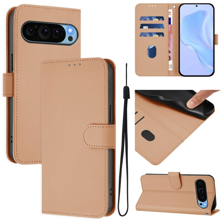 Skin Feel Solid Color Leather Phone Case with Lanyard, For Google Pixel 9 / Pixel 9 Pro, For Google Pixel 8a