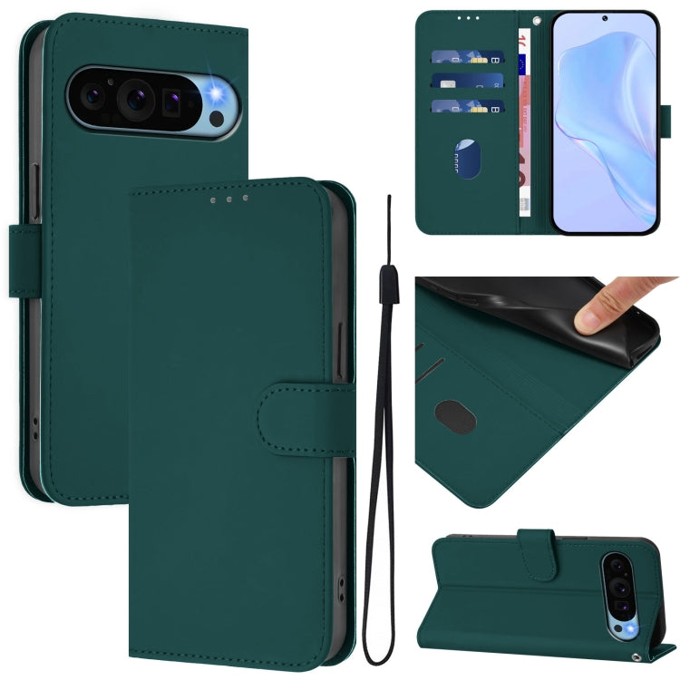 Skin Feel Solid Color Leather Phone Case with Lanyard, For Google Pixel 9 / Pixel 9 Pro, For Google Pixel 8a