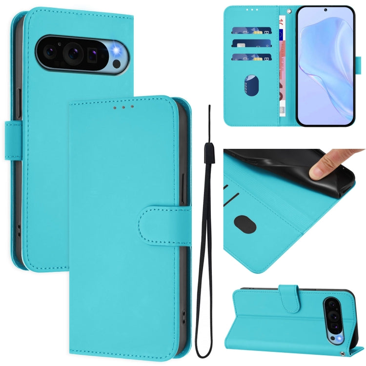 Skin Feel Solid Color Leather Phone Case with Lanyard, For Google Pixel 9 / Pixel 9 Pro, For Google Pixel 8a