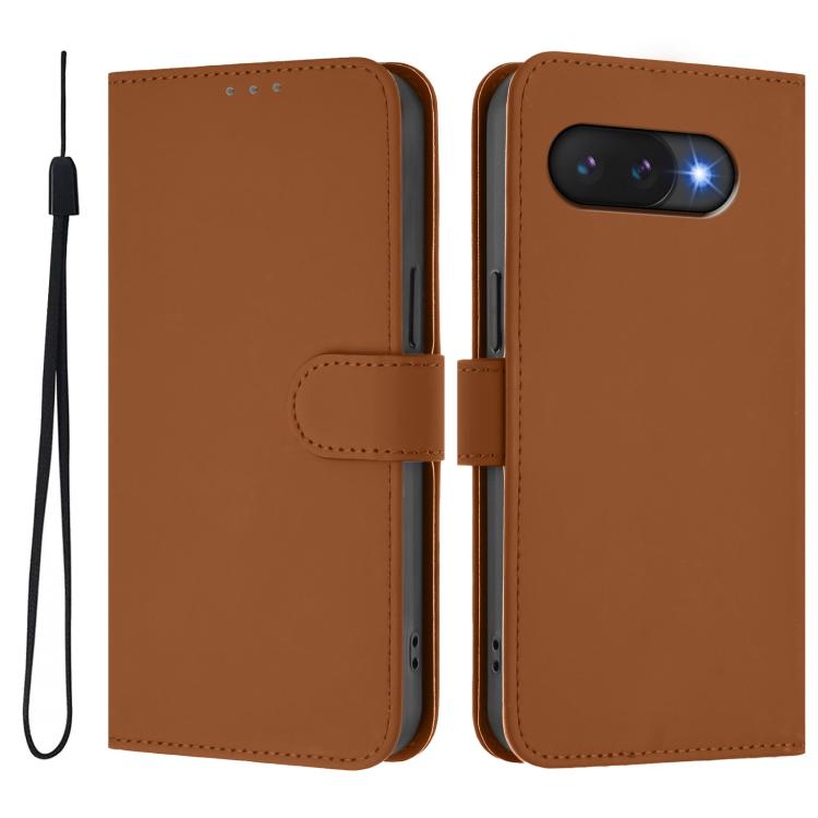 Skin Feel Solid Color Leather Phone Case with Lanyard, For Google Pixel 9a, For Google Pixel 9 Pro XL
