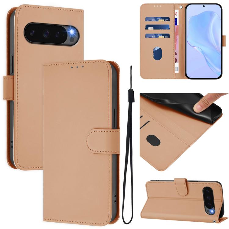 Skin Feel Solid Color Leather Phone Case with Lanyard, For Google Pixel 10 Pro XL, For Google Pixel 10 / 10 Pro