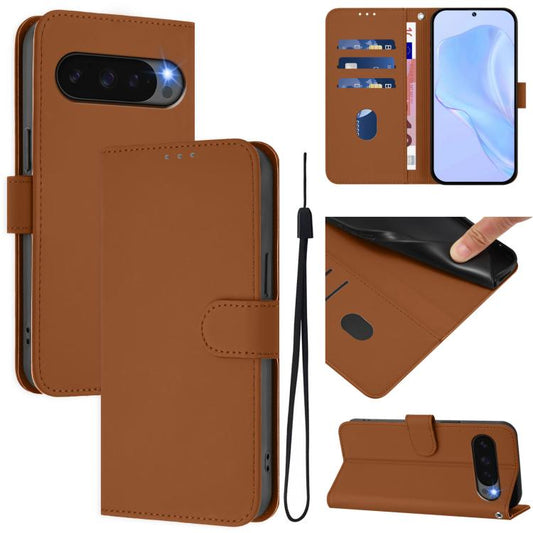 Skin Feel Solid Color Leather Phone Case with Lanyard, For Google Pixel 10 Pro XL, For Google Pixel 10 / 10 Pro
