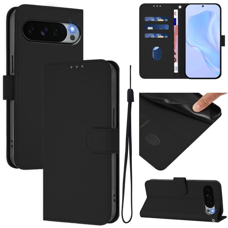 Skin Feel Solid Color Leather Phone Case with Lanyard, For Google Pixel 11 Pro XL, For Google Pixel 11 Pro / 11