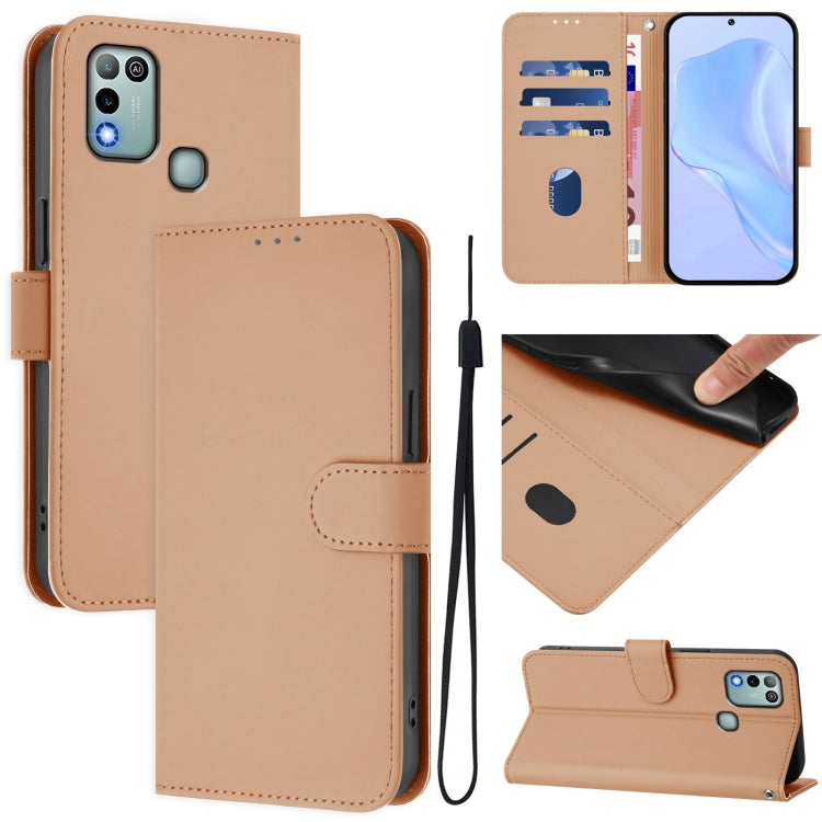 Skin Feel Solid Color Leather Phone Case with Lanyard, For Infinix Hot 12 Play, For Infinix Hot 10 Play