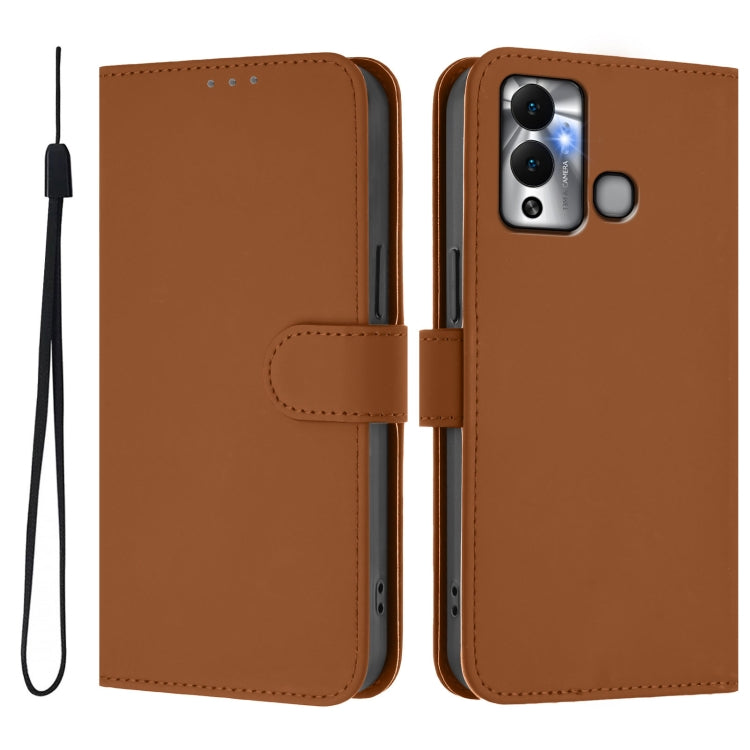 Skin Feel Solid Color Leather Phone Case with Lanyard, For Infinix Hot 12 Play, For Infinix Hot 10 Play