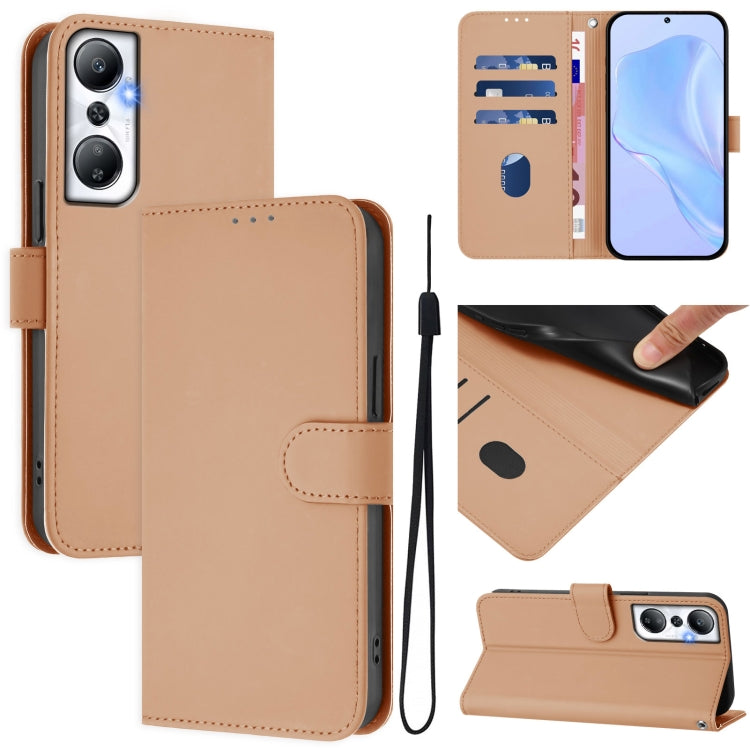 Skin Feel Solid Color Leather Phone Case with Lanyard, For Infinix Hot 20 Play, For Infinix Hot 20 4G