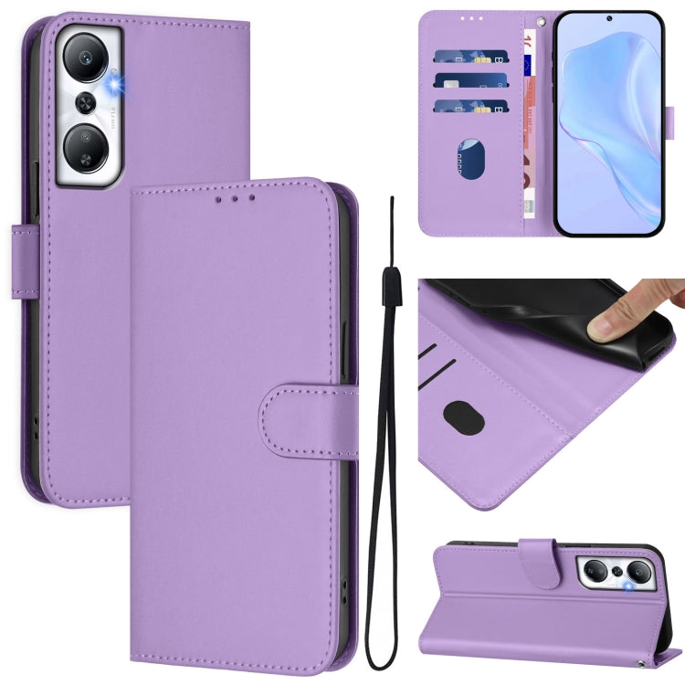 Skin Feel Solid Color Leather Phone Case with Lanyard, For Infinix Hot 20 Play, For Infinix Hot 20 4G