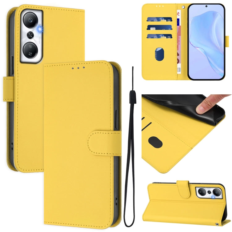 Skin Feel Solid Color Leather Phone Case with Lanyard, For Infinix Hot 20 Play, For Infinix Hot 20 4G