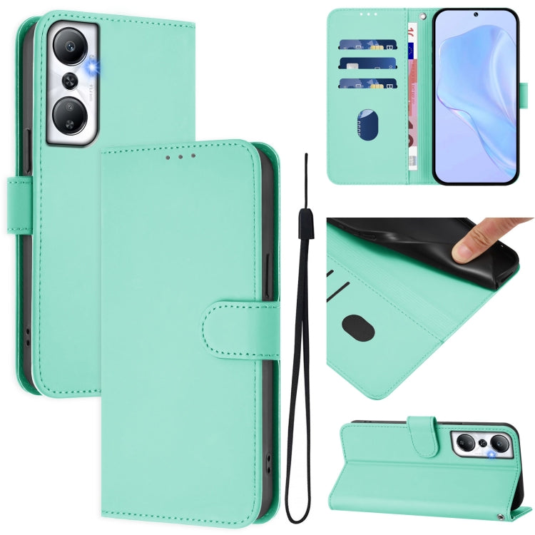 Skin Feel Solid Color Leather Phone Case with Lanyard, For Infinix Hot 20 Play, For Infinix Hot 20 4G