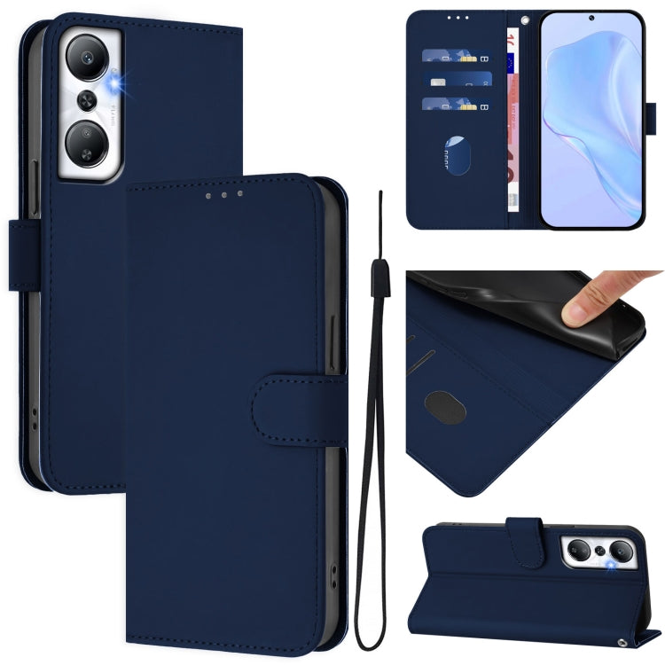 Skin Feel Solid Color Leather Phone Case with Lanyard, For Infinix Hot 20 Play, For Infinix Hot 20 4G
