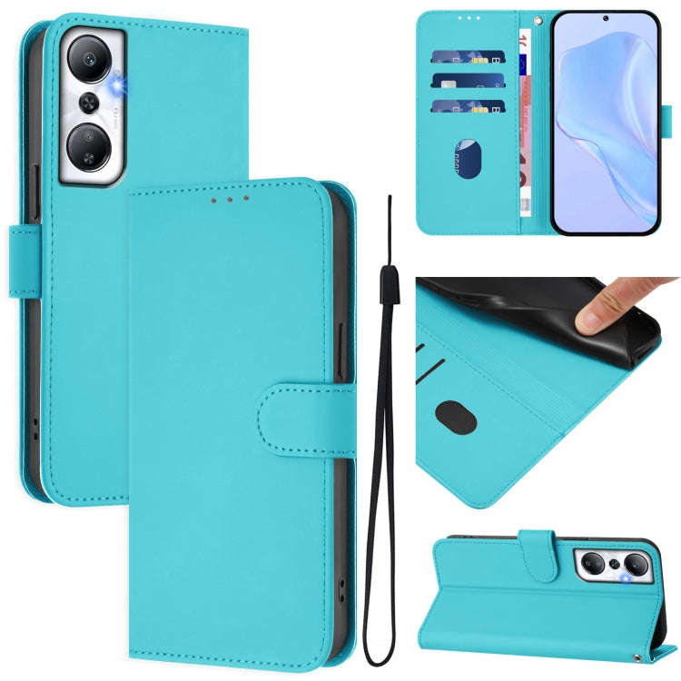Skin Feel Solid Color Leather Phone Case with Lanyard, For Infinix Hot 20 Play, For Infinix Hot 20 4G