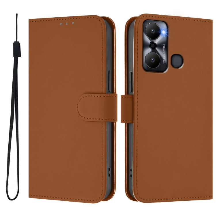 Skin Feel Solid Color Leather Phone Case with Lanyard, For Infinix Hot 20 Play, For Infinix Hot 20 4G