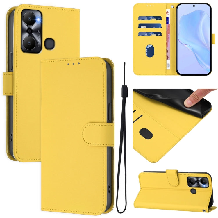 Skin Feel Solid Color Leather Phone Case with Lanyard, For Infinix Hot 20 Play, For Infinix Hot 20 4G