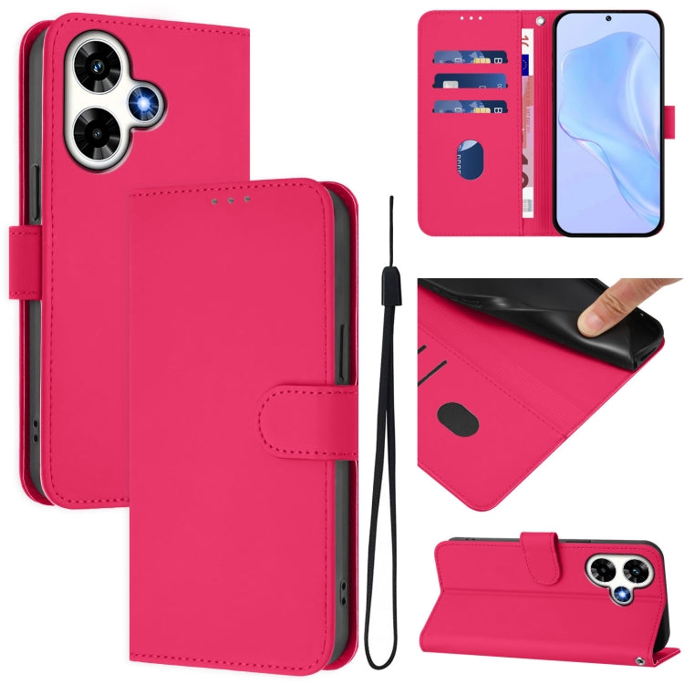 Skin Feel Solid Color Leather Phone Case with Lanyard, For Infinix Hot 30i, For Infinix Hot 30 4G