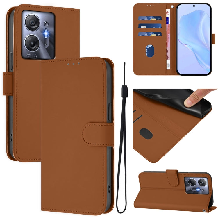 Skin Feel Solid Color Leather Phone Case with Lanyard, For Infinix Hot 30 5G, For Infinix Hot 30 Play NFC 4G