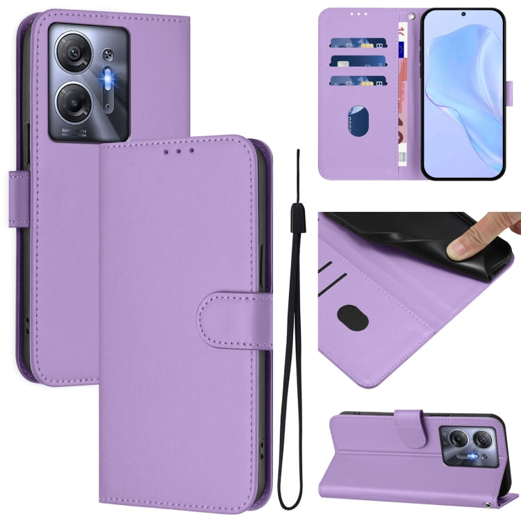 Skin Feel Solid Color Leather Phone Case with Lanyard, For Infinix Hot 30 5G, For Infinix Hot 30 Play NFC 4G