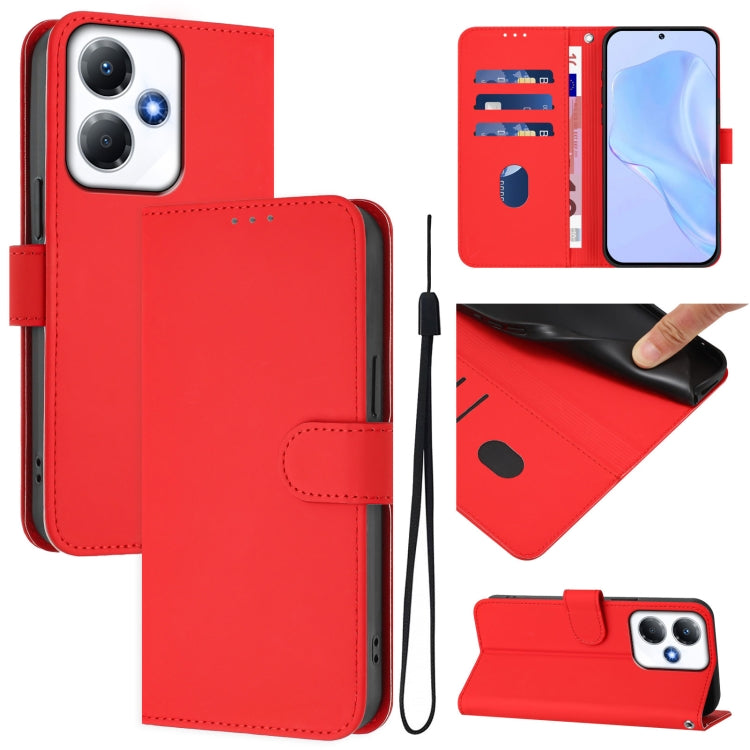 Skin Feel Solid Color Leather Phone Case with Lanyard, For Infinix Hot 30 5G, For Infinix Hot 30 Play NFC 4G
