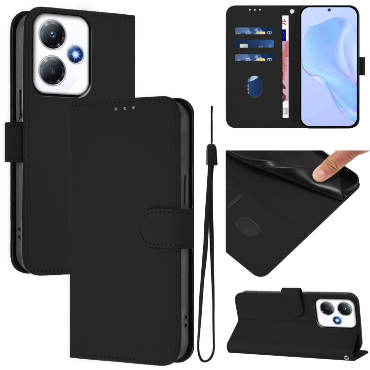 Skin Feel Solid Color Leather Phone Case with Lanyard, For Infinix Hot 30 5G, For Infinix Hot 30 Play NFC 4G
