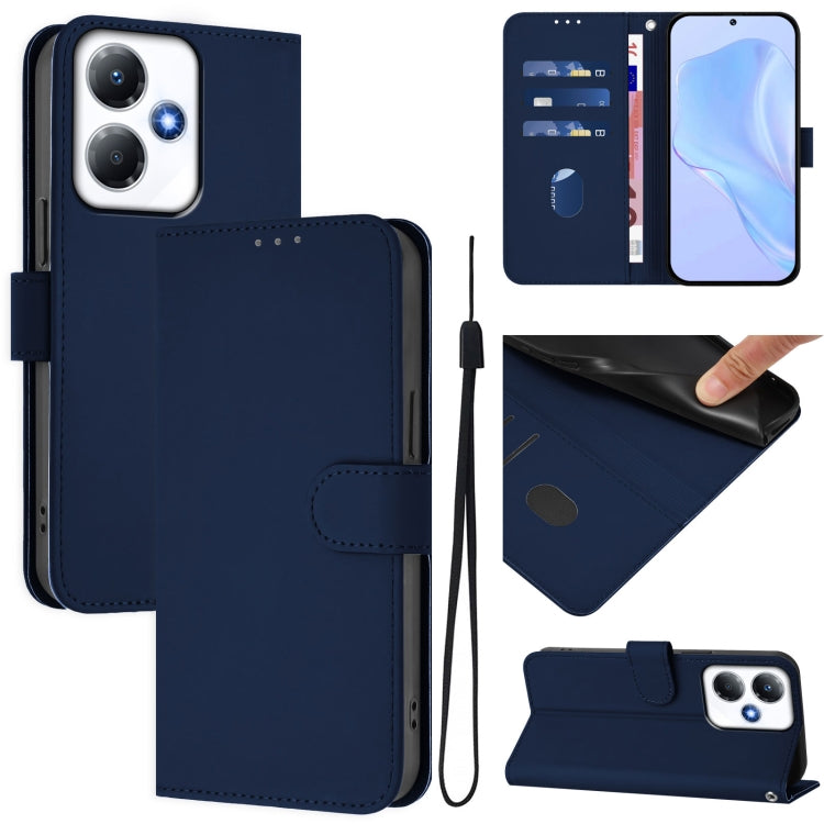 Skin Feel Solid Color Leather Phone Case with Lanyard, For Infinix Hot 30 5G, For Infinix Hot 30 Play NFC 4G