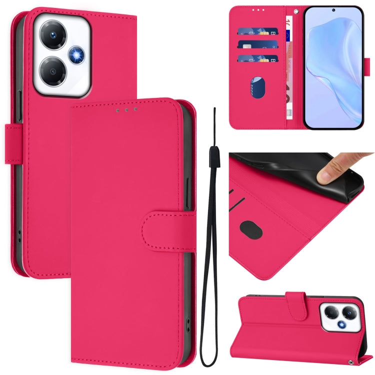 Skin Feel Solid Color Leather Phone Case with Lanyard, For Infinix Hot 30 5G, For Infinix Hot 30 Play NFC 4G