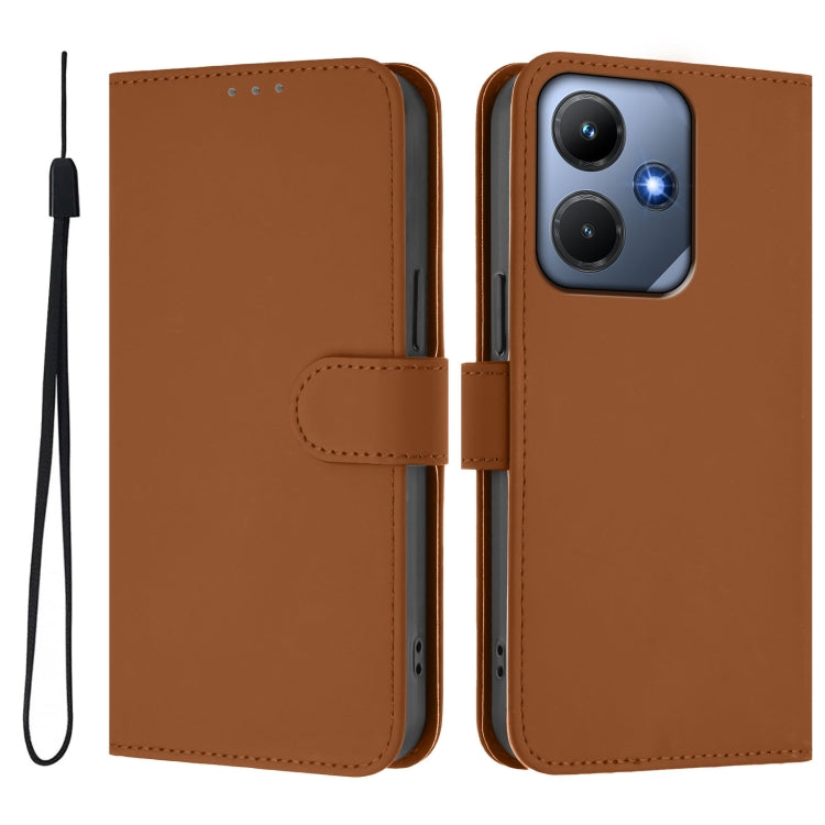 Skin Feel Solid Color Leather Phone Case with Lanyard, For Infinix Hot 30i, For Infinix Hot 30 4G