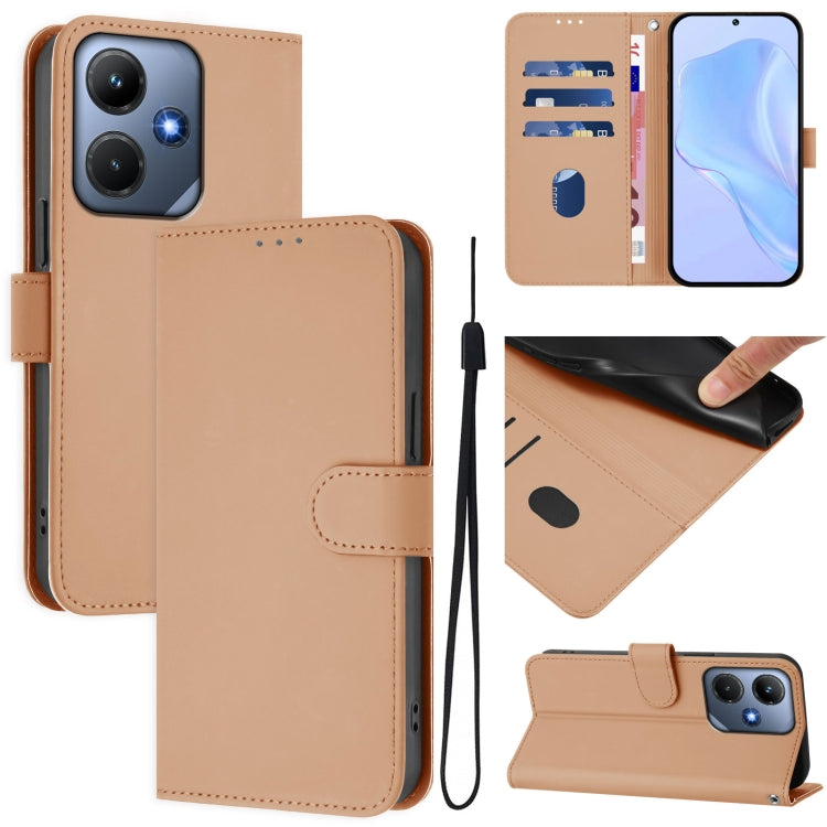 Skin Feel Solid Color Leather Phone Case with Lanyard, For Infinix Hot 30i, For Infinix Hot 30 4G