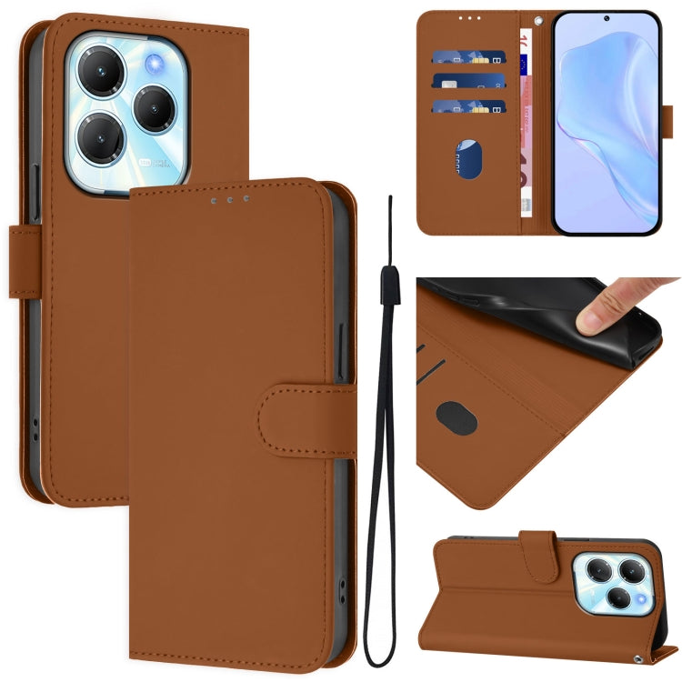 Skin Feel Solid Color Leather Phone Case with Lanyard, For Infinix Note 40 4G, For Infinix Hot 40 4G